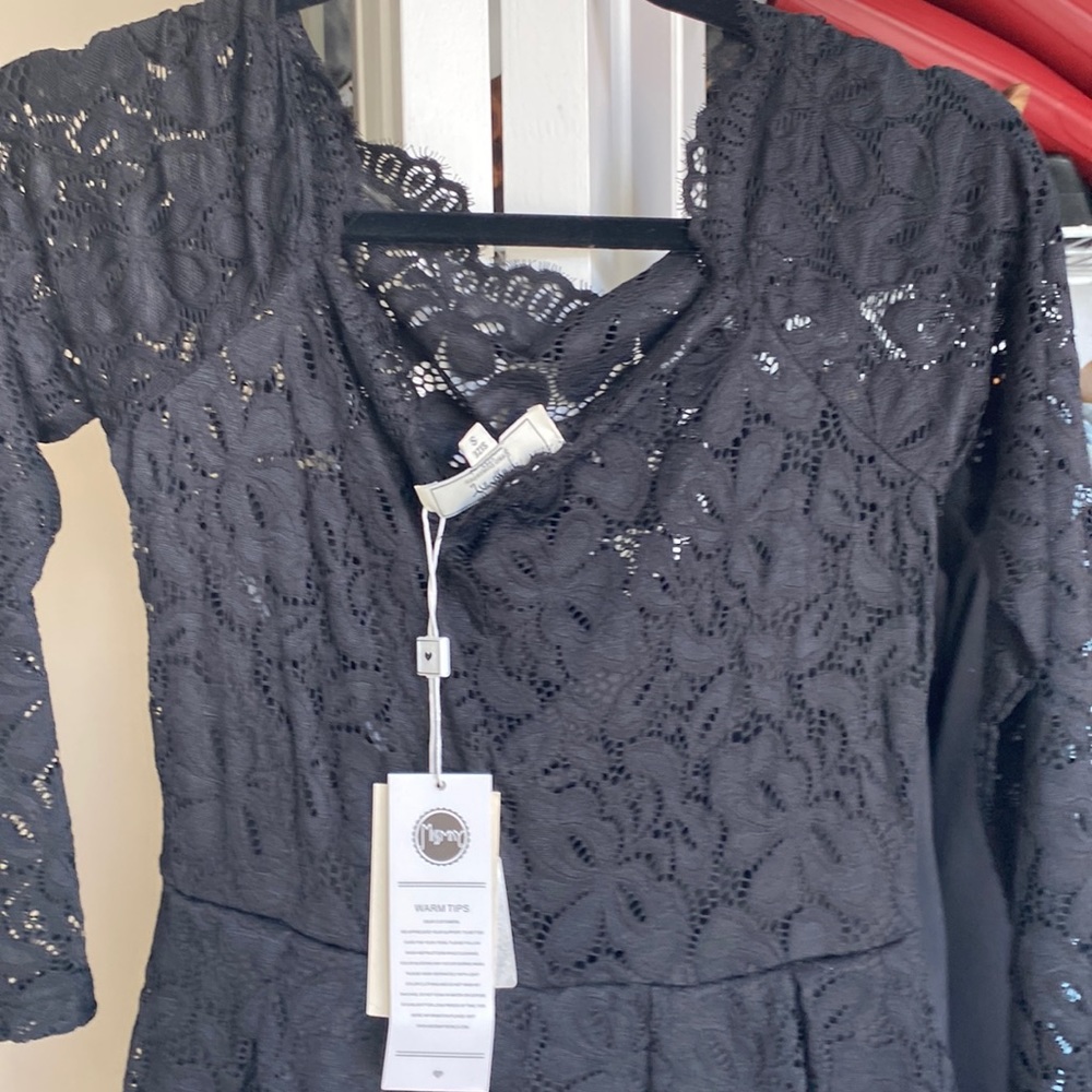 Black lace midi dress NWT